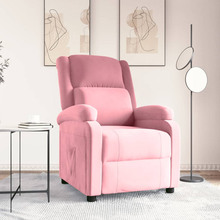 Fauteuil verstelbaar fluweel roze