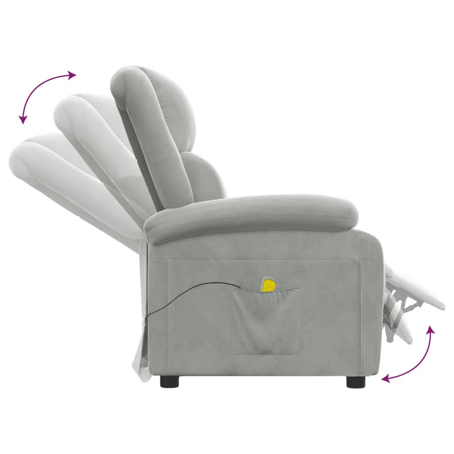 Massagestoel Fluweel Lichtgrijs