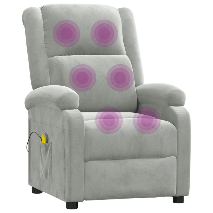 Massagestoel Fluweel Lichtgrijs