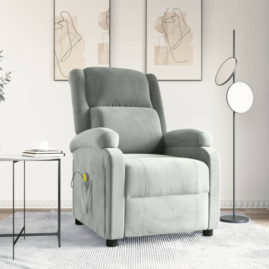 Massagestoel Fluweel Lichtgrijs