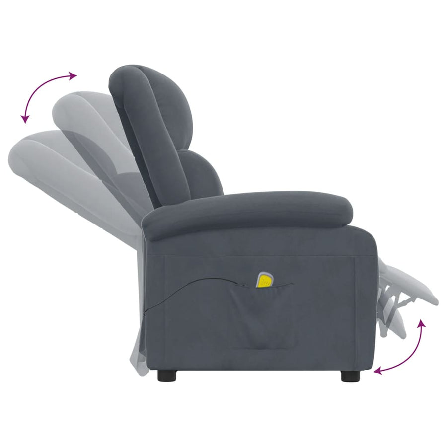 Massagestoel Fluweel Donkergrijs
