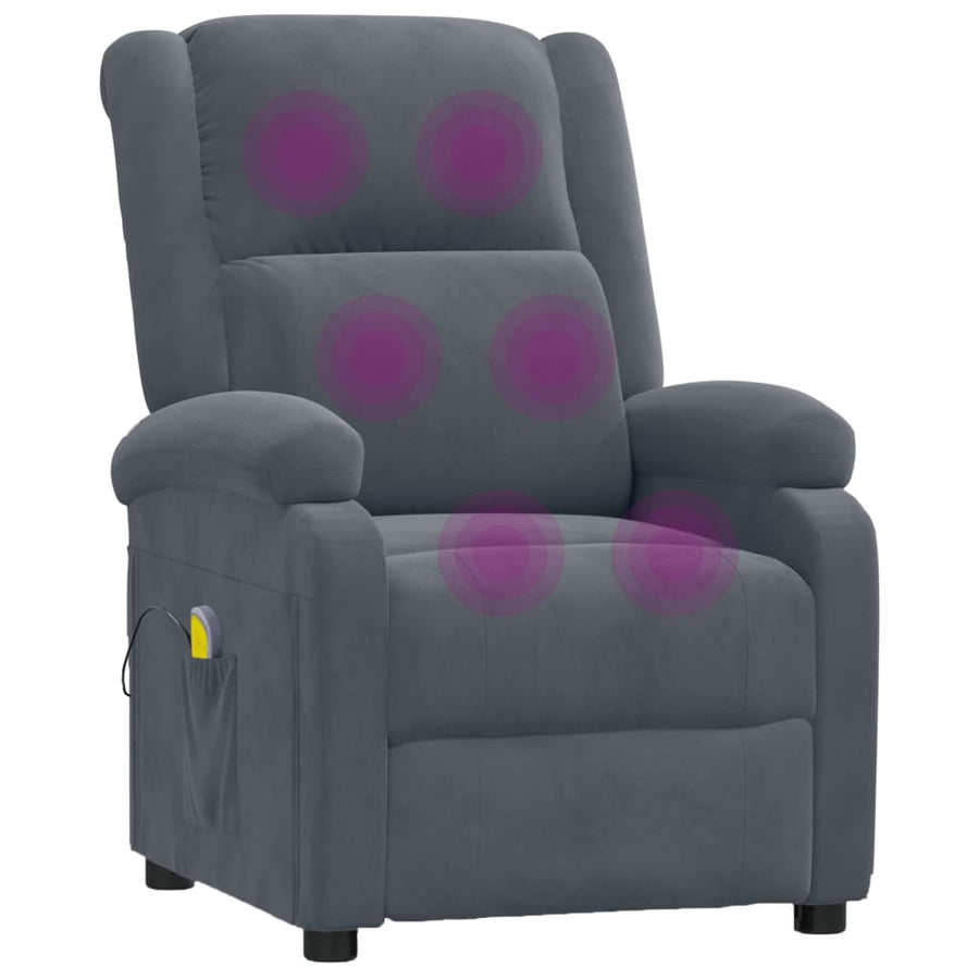 Massagestoel Fluweel Donkergrijs