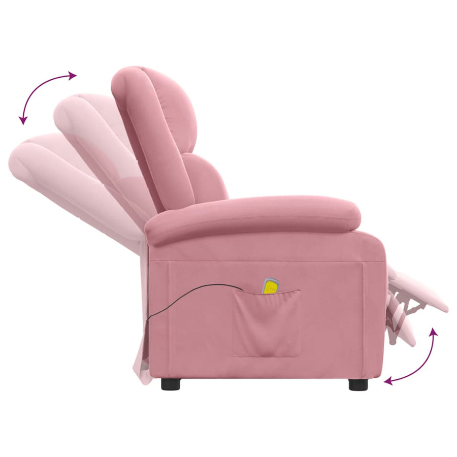 Massagestoel fluweel roze