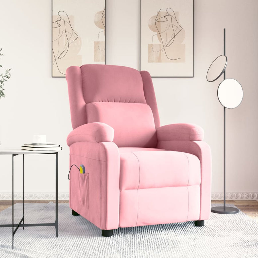 Massagestoel fluweel roze