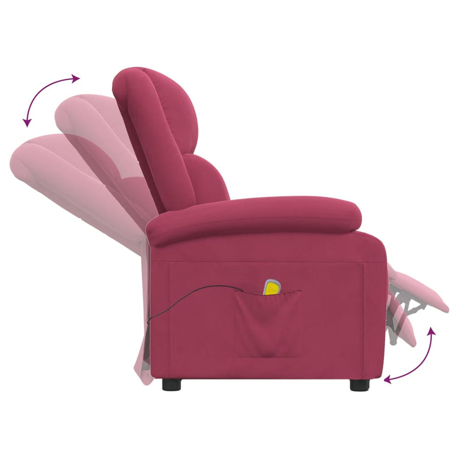 Massagestoel Fluweel Wijnrood