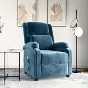 Massagestoel fluweel blauw 70x93x98 cm