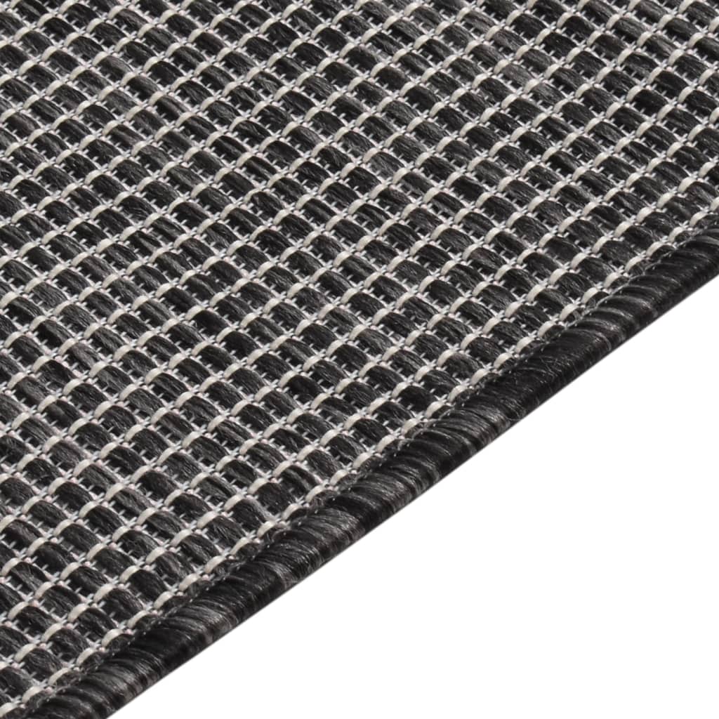 Buitenkleed platgeweven 80x150 cm grijs