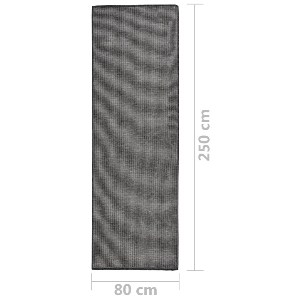 Buitenkleed Platgeweven 80 x 250 cm Grijs