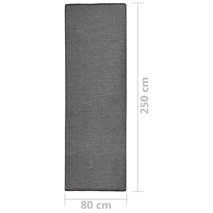 Buitenkleed Platgeweven 80 x 250 cm Grijs