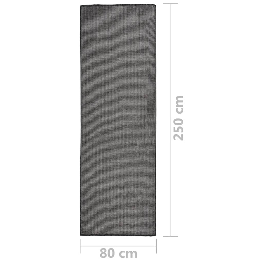 Buitenkleed Platgeweven 80 x 250 cm Grijs