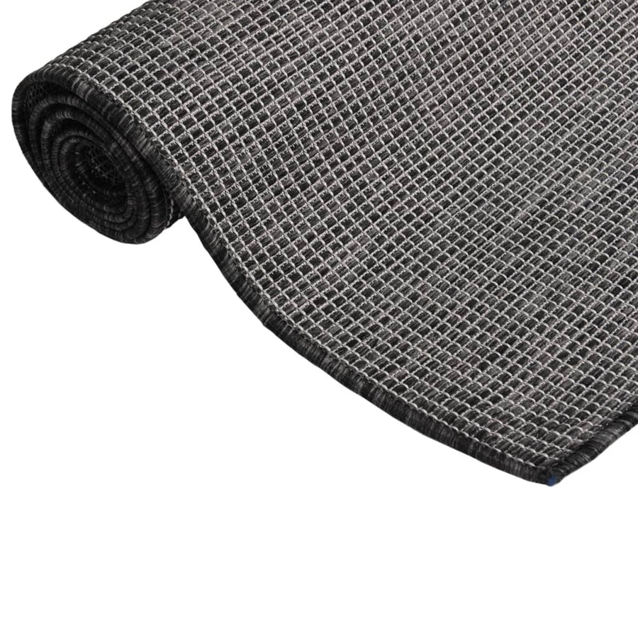 Buitenkleed platgeweven 120x170 cm grijs