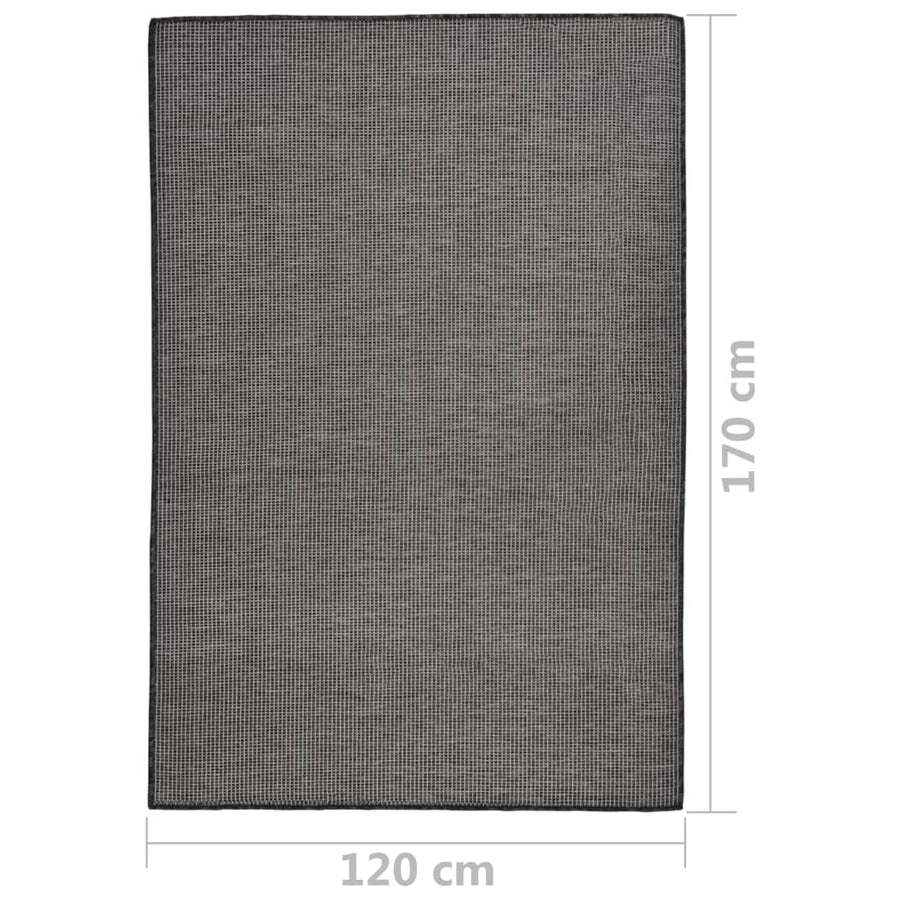 Buitenkleed platgeweven 120x170 cm grijs