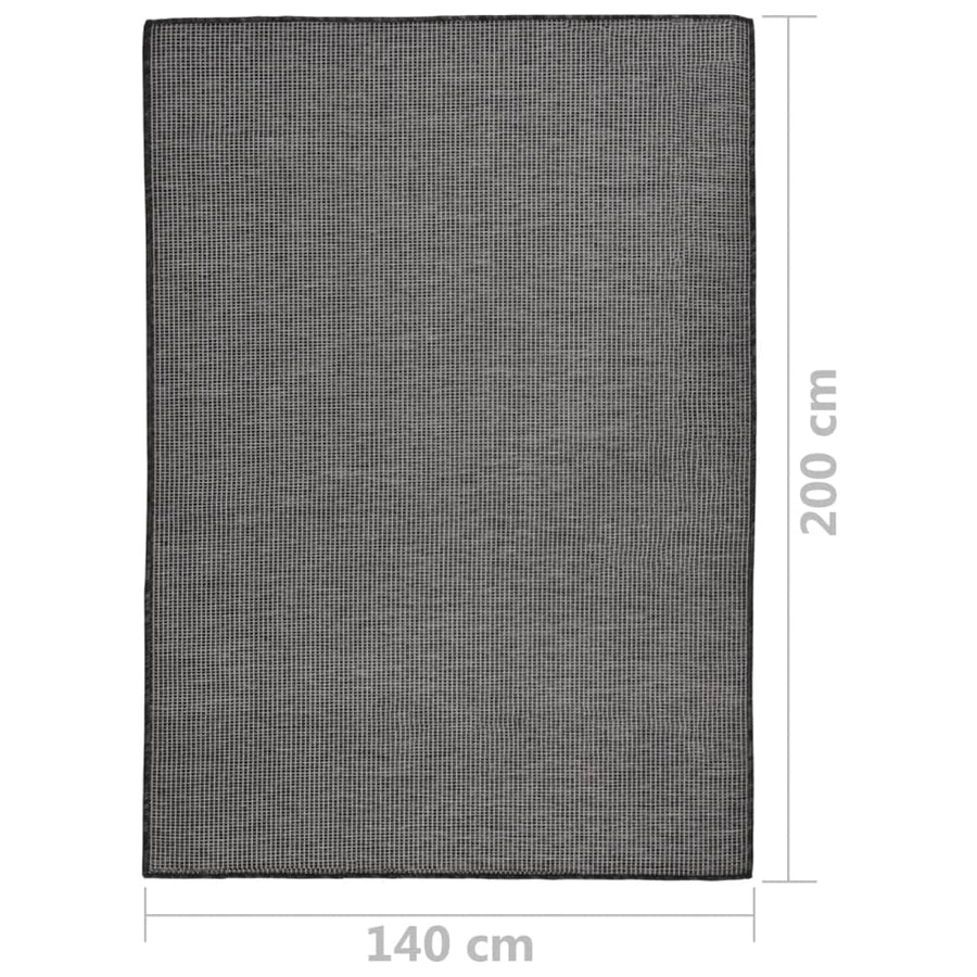 Buitenkleed Platgeweven 140 x 200 cm Grijs