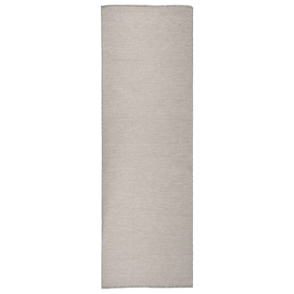 Buitenkleed platgeweven 80x250 cm lichtgrijs