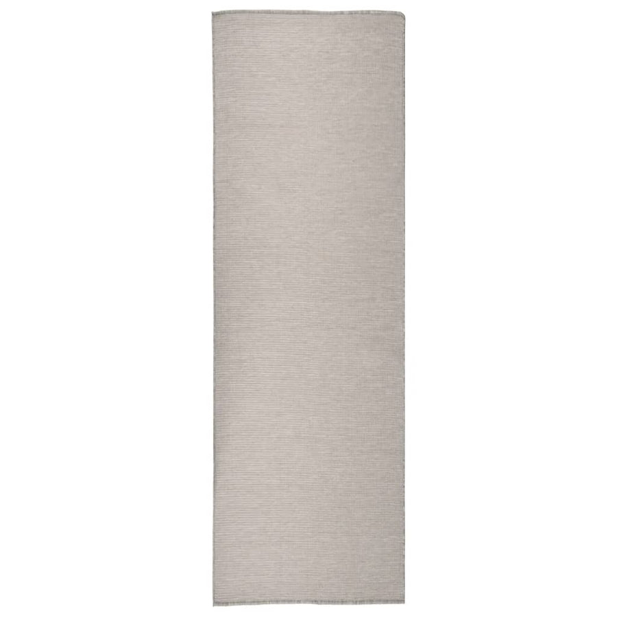 Buitenkleed platgeweven 80x250 cm lichtgrijs