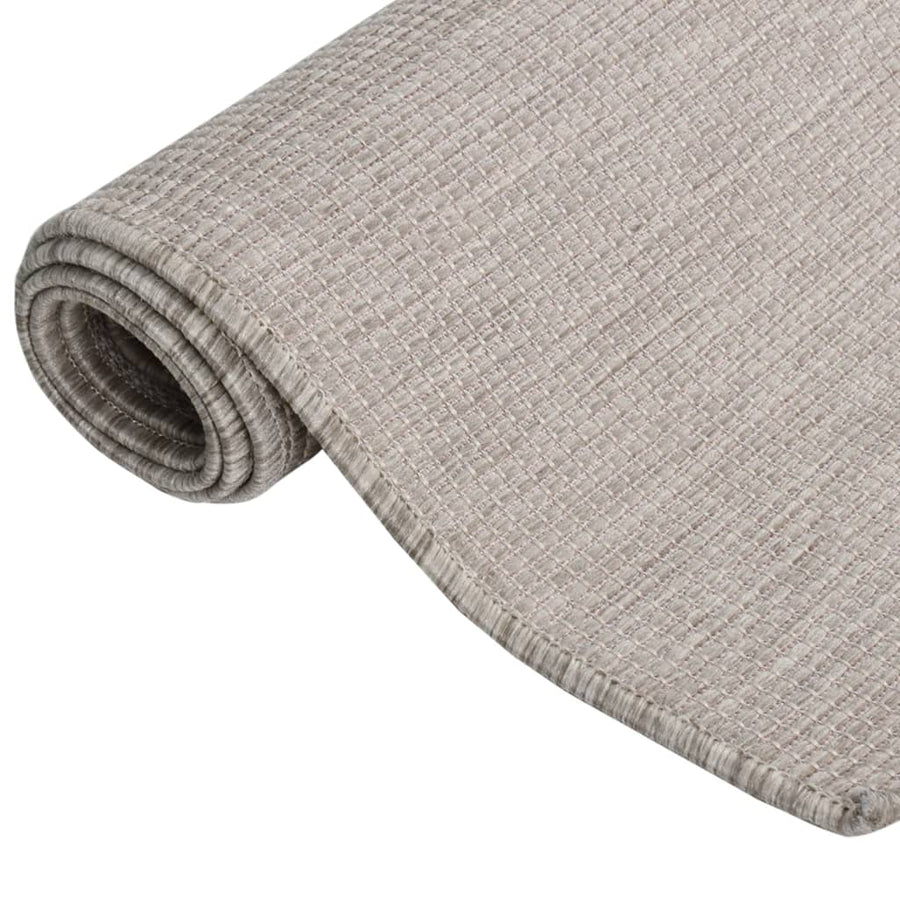 Buitenkleed Platgeweven 100 x 200 cm Taupe