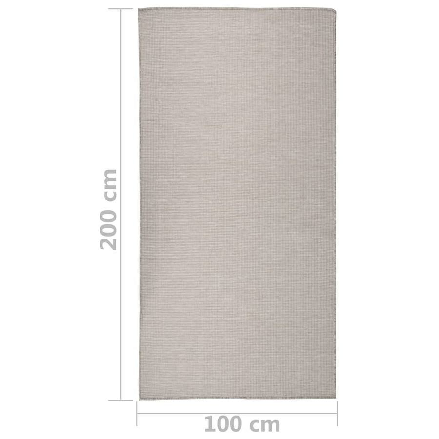 Buitenkleed Platgeweven 100 x 200 cm Taupe