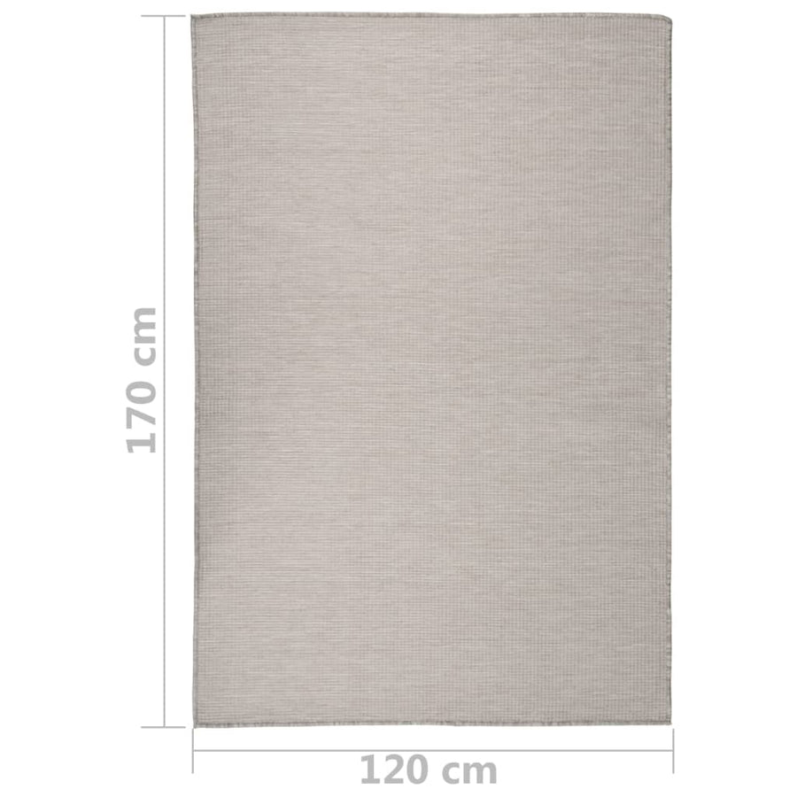 Buitenkleed Platgeweven 120 x 170 cm Taupe