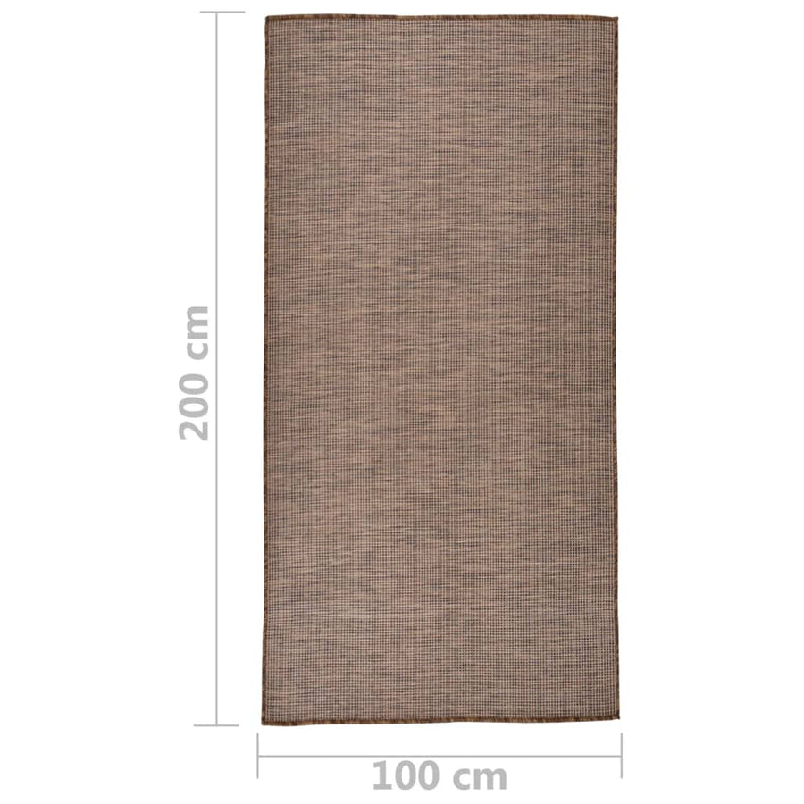 Buitenkleed Platgeweven 100X200 Cm Bruin 100 x 200 cm