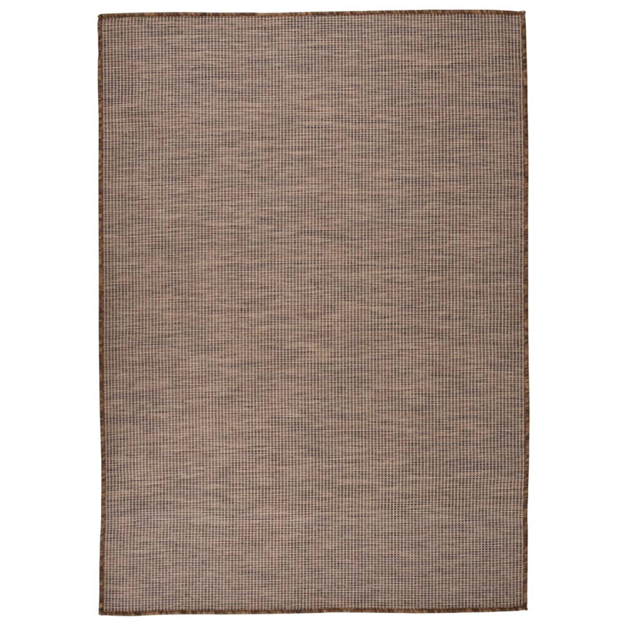 Buitenkleed Platgeweven 140 x 200 cm Bruin