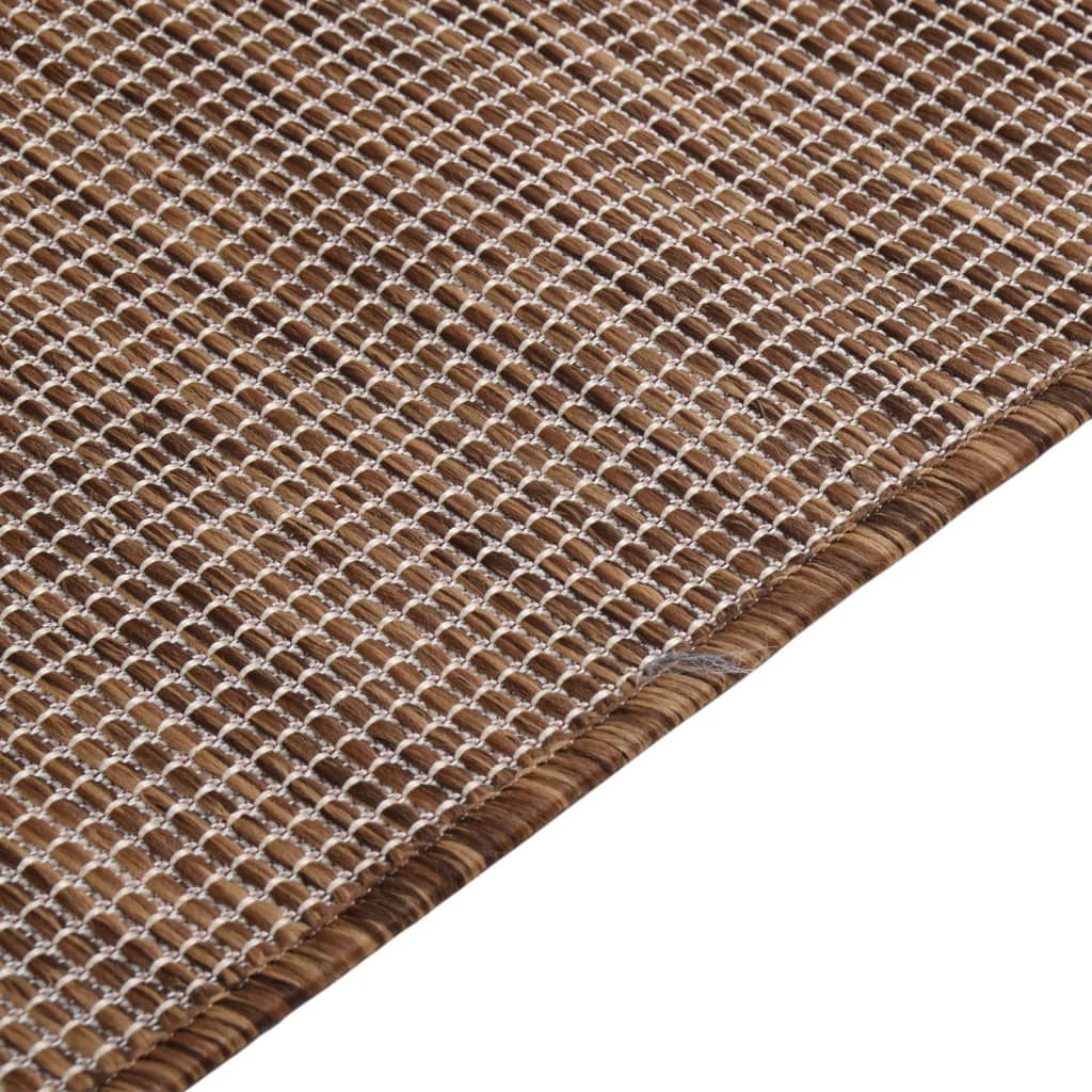 Buitenkleed Platgeweven 140 x 200 cm Bruin
