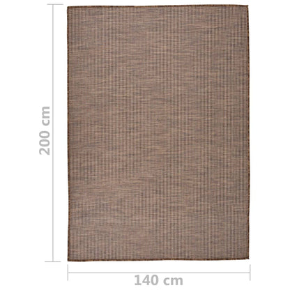 Buitenkleed Platgeweven 140 x 200 cm Bruin