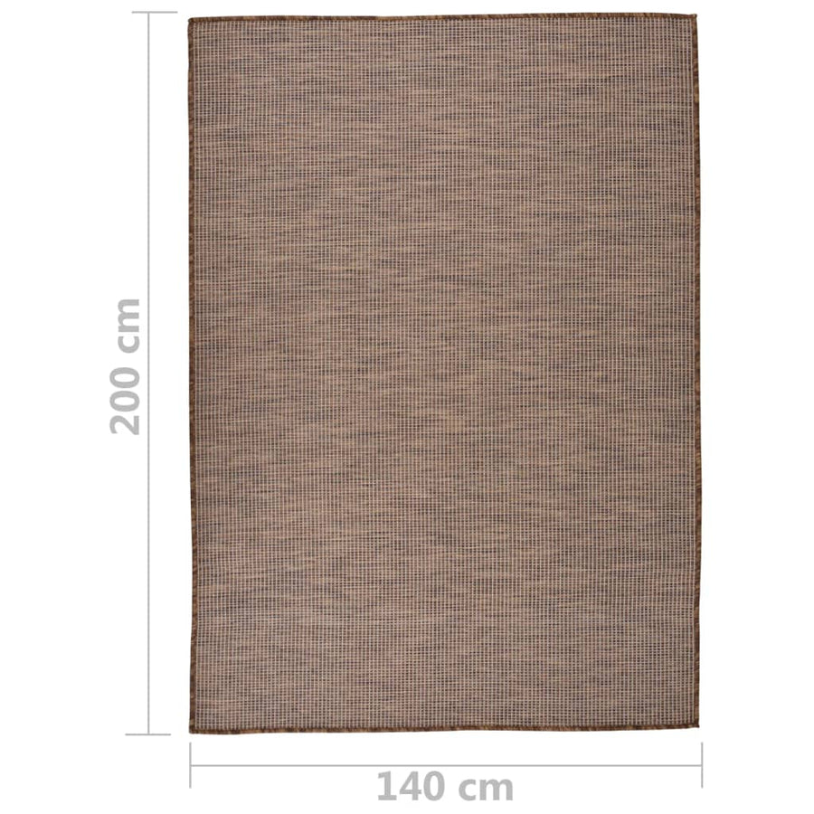 Buitenkleed Platgeweven 140 x 200 cm Bruin