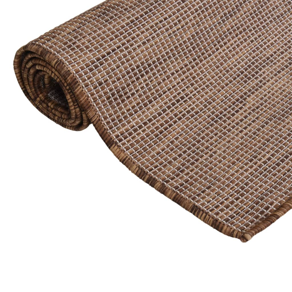 Buitenkleed Platgeweven 200 x 280 cm Bruin