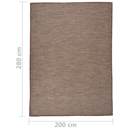 Buitenkleed Platgeweven 200 x 280 cm Bruin
