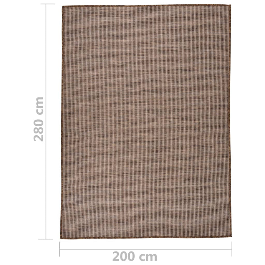 Buitenkleed Platgeweven 200 x 280 cm Bruin