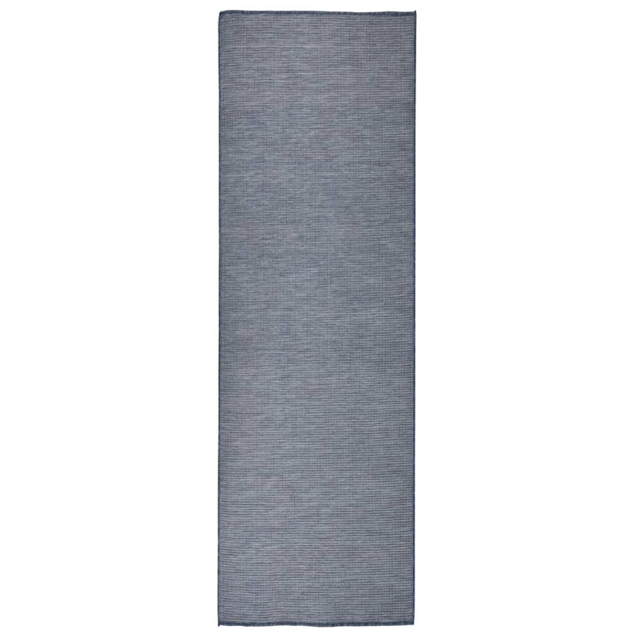 Buitenkleed Platgeweven 80 x 250 cm Blauw
