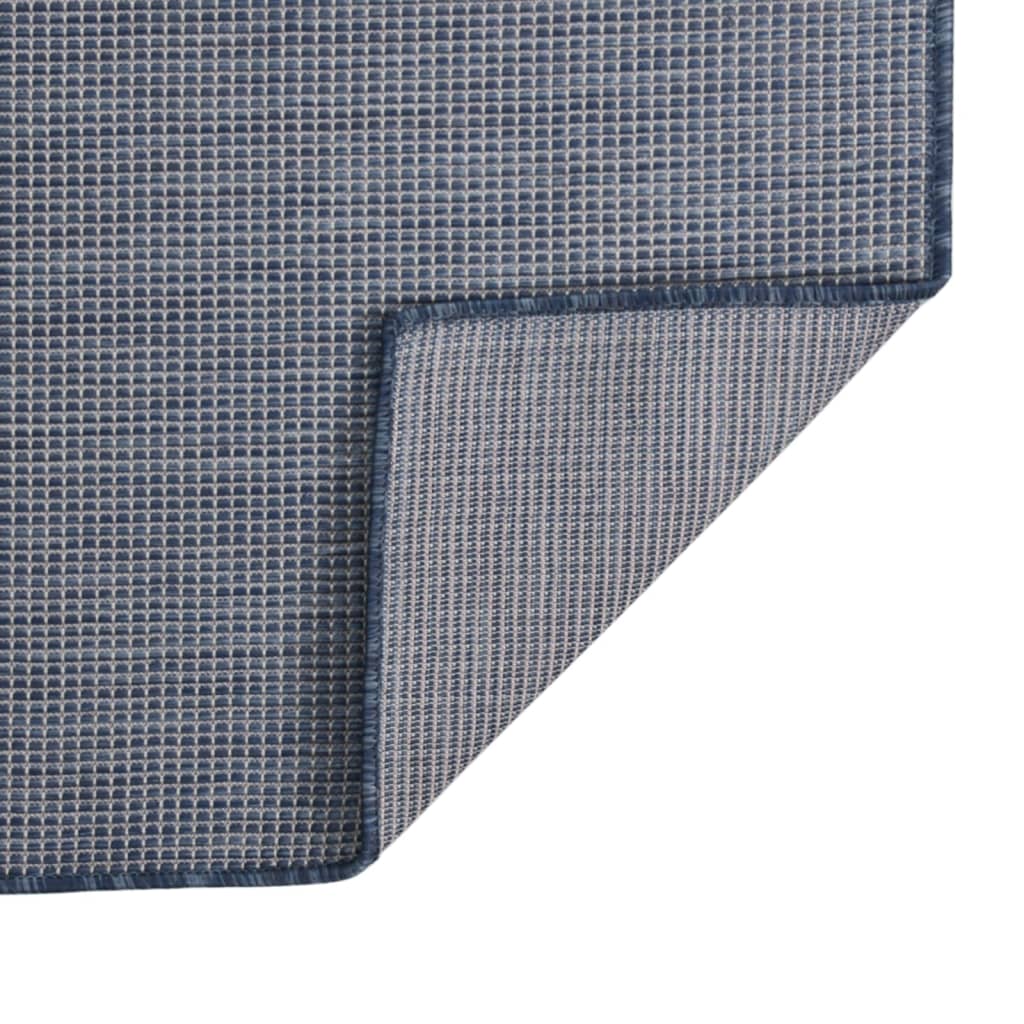 Buitenkleed Platgeweven 80 x 250 cm Blauw