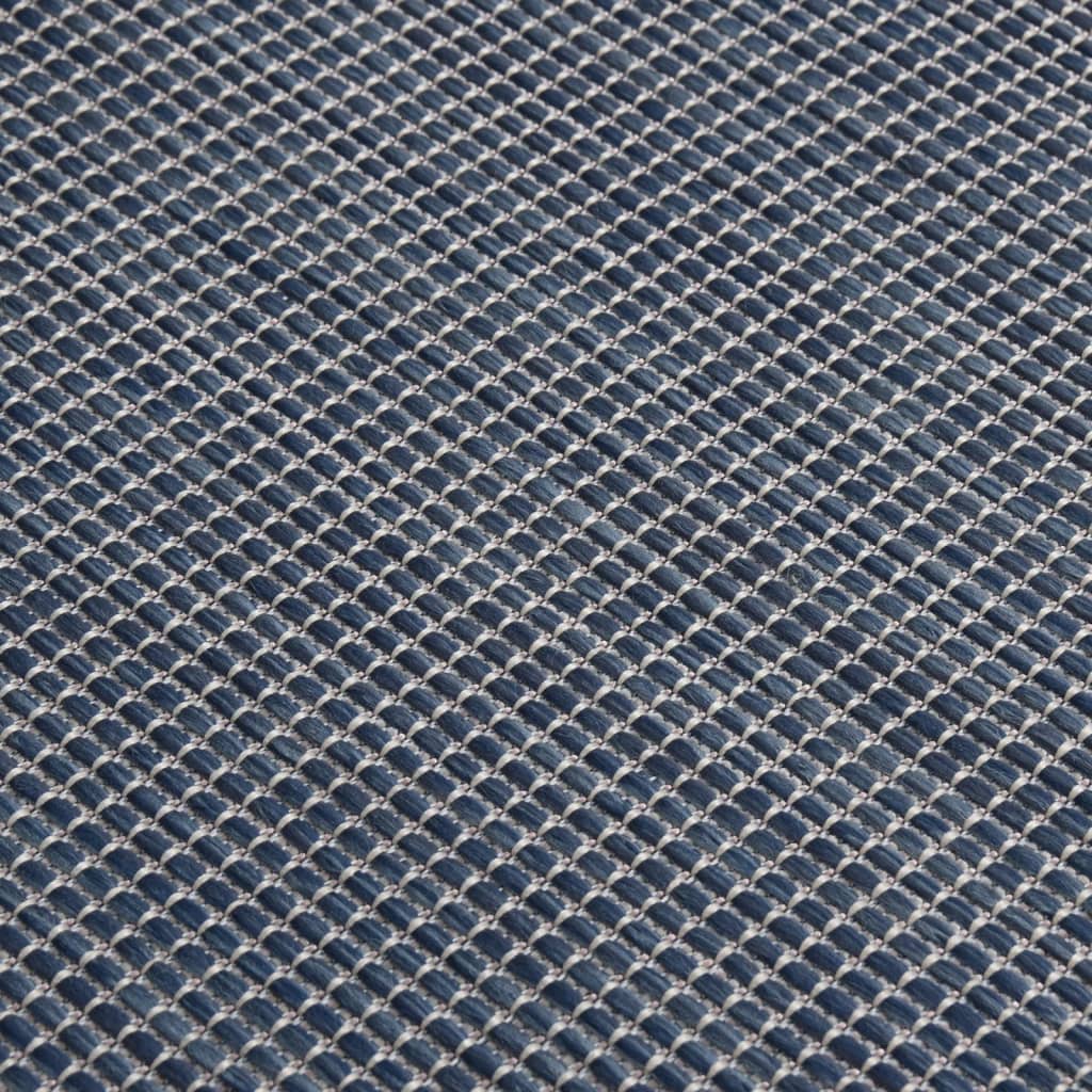 Buitenkleed Platgeweven 80 x 250 cm Blauw