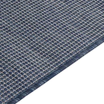Buitenkleed Platgeweven 100X200 Cm Blauw