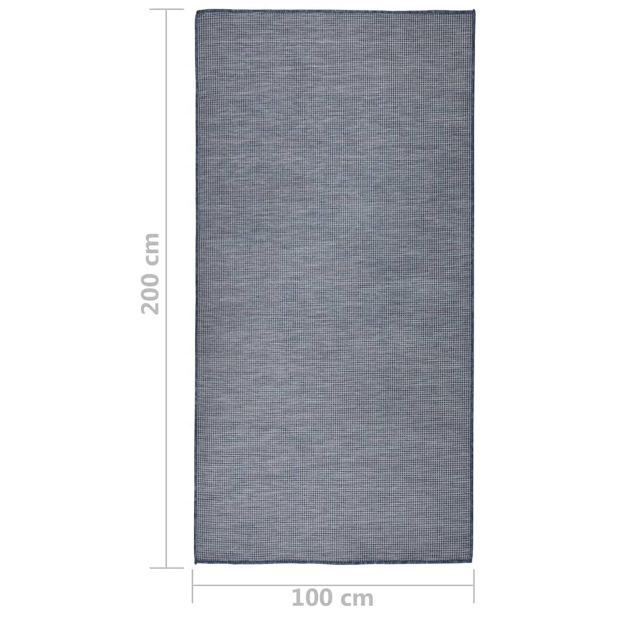 Buitenkleed Platgeweven 100X200 Cm Blauw