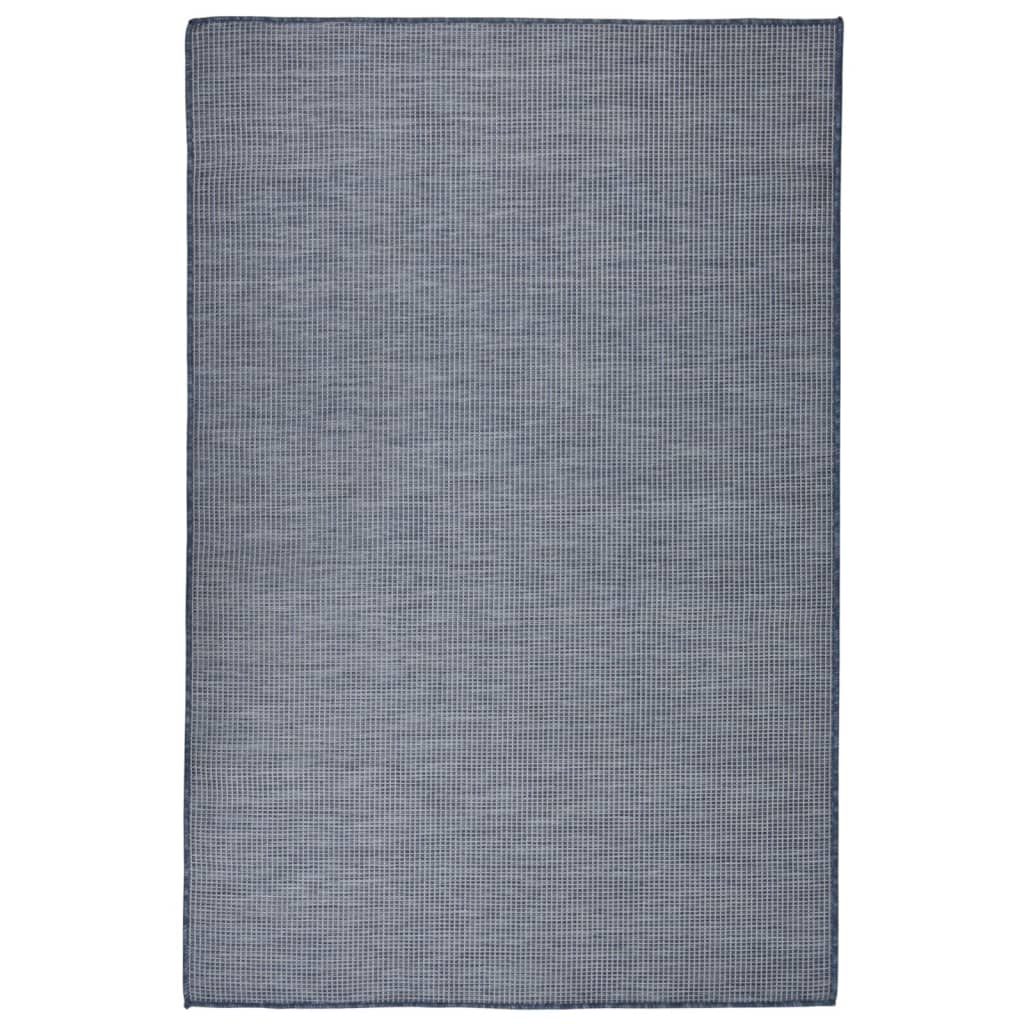 Buitenkleed Platgeweven 120 x 170 cm Blauw