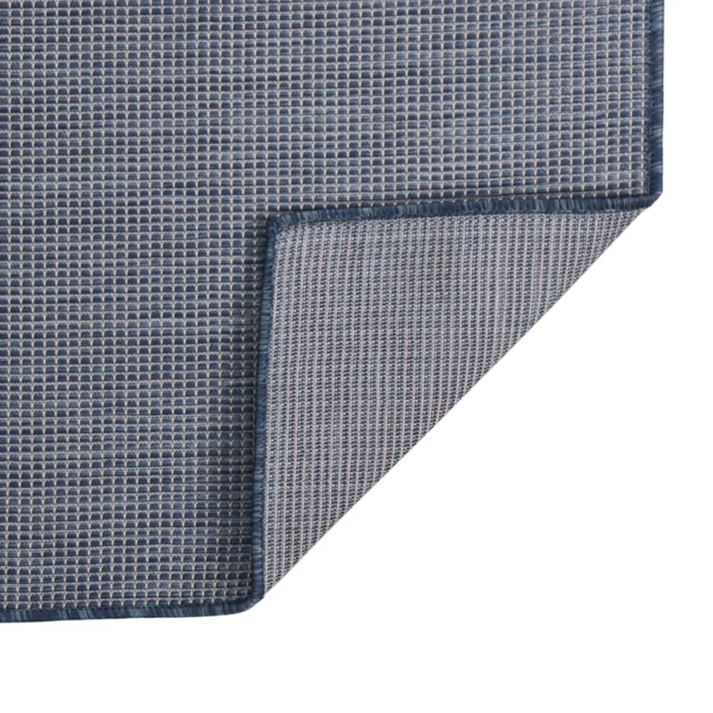 Buitenkleed Platgeweven 120 x 170 cm Blauw