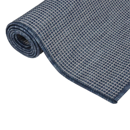 Buitenkleed Platgeweven 120 x 170 cm Blauw