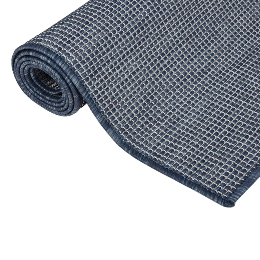 Buitenkleed Platgeweven 120 x 170 cm Blauw