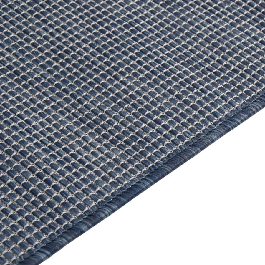 Buitenkleed Platgeweven 120 x 170 cm Blauw