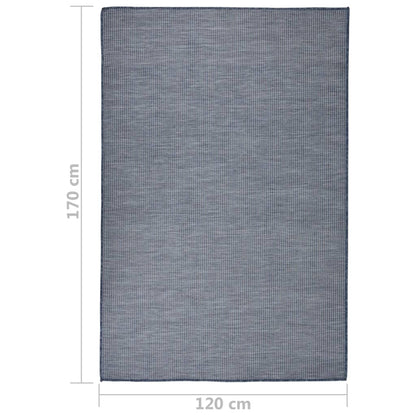 Buitenkleed Platgeweven 120 x 170 cm Blauw