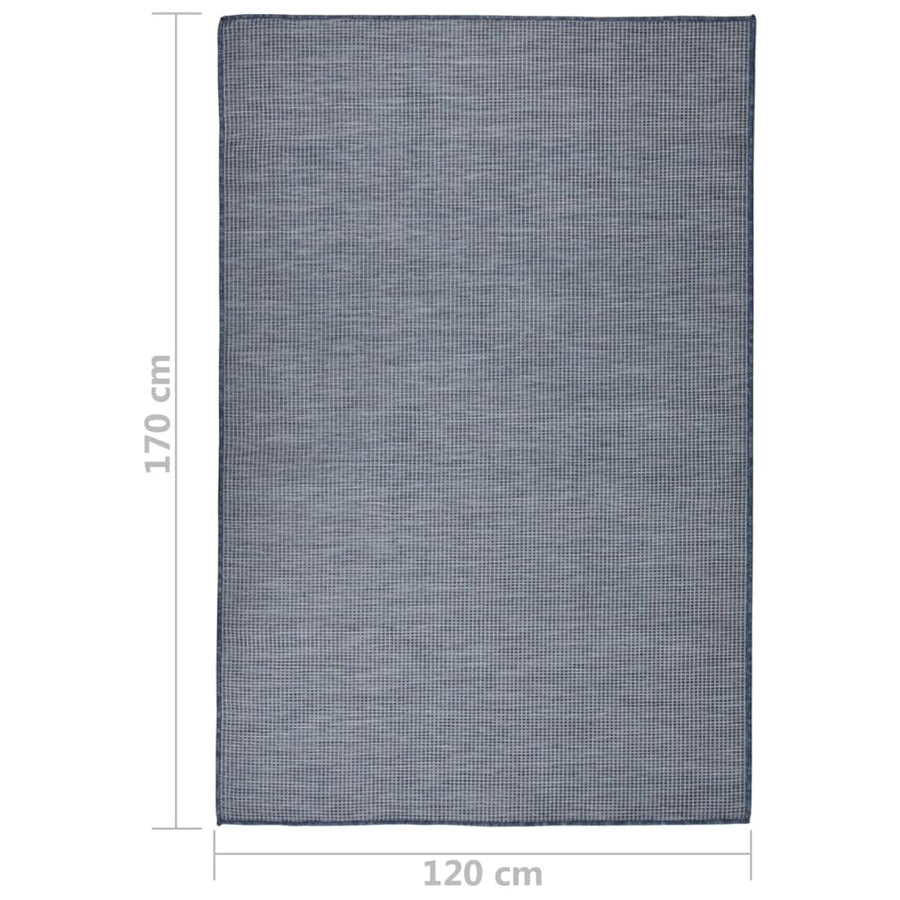 Buitenkleed Platgeweven 120 x 170 cm Blauw