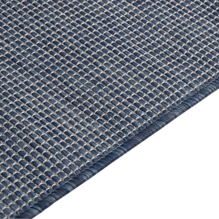Buitenkleed Platgeweven 160 x 230 cm Blauw