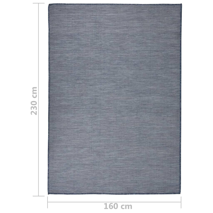 Buitenkleed Platgeweven 160 x 230 cm Blauw