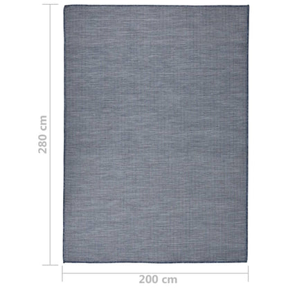 Buitenkleed Platgeweven 200 x 280 cm Blauw