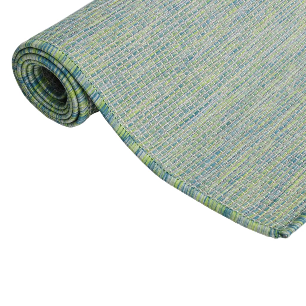 Buitenkleed Platgeweven 160 x 230 cm Turquoise