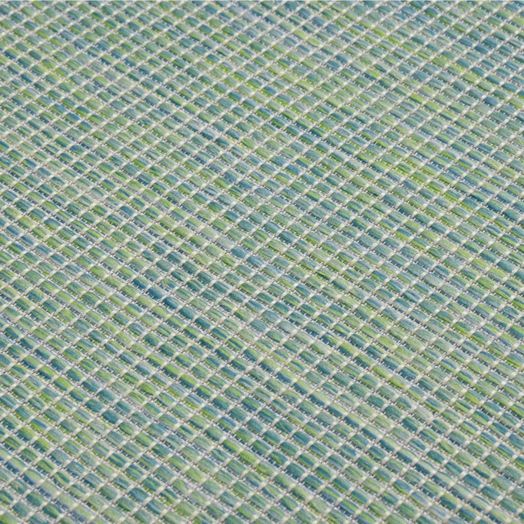 Buitenkleed Platgeweven 160 x 230 cm Turquoise
