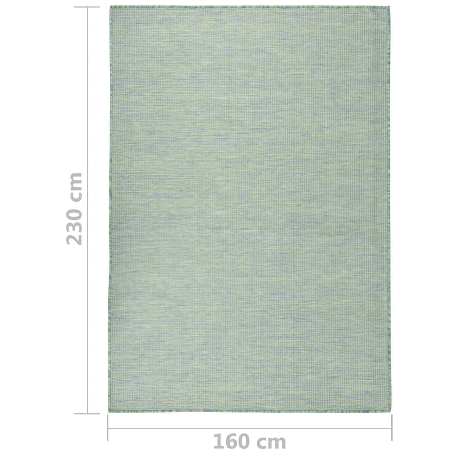 Buitenkleed Platgeweven 160 x 230 cm Turquoise
