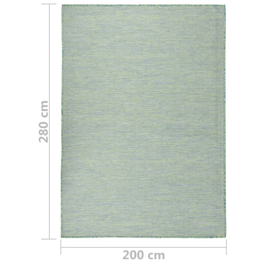 Buitenkleed Platgeweven 200 x 280 cm Turquoise