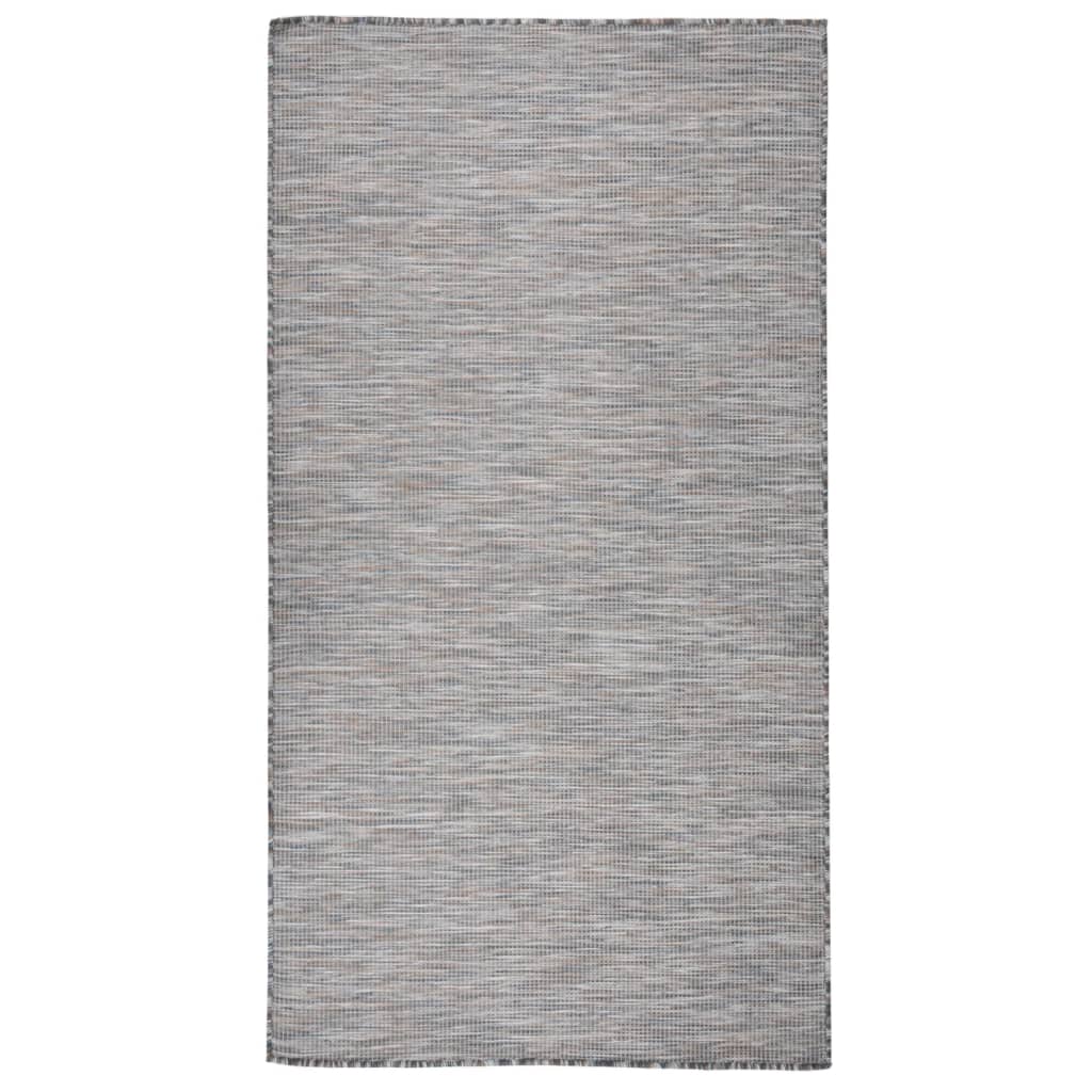 Buitenkleed Platgeweven 80 x 150 cm Bruin en blauw